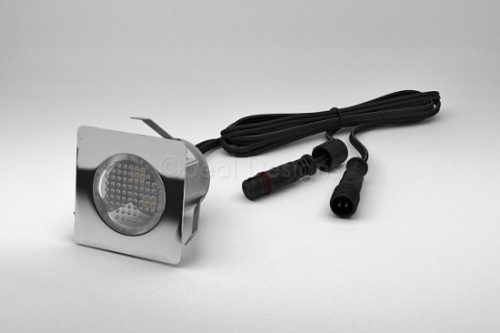 1 x 30mm LED Light Fitting - Stainless Steel Square Bezel